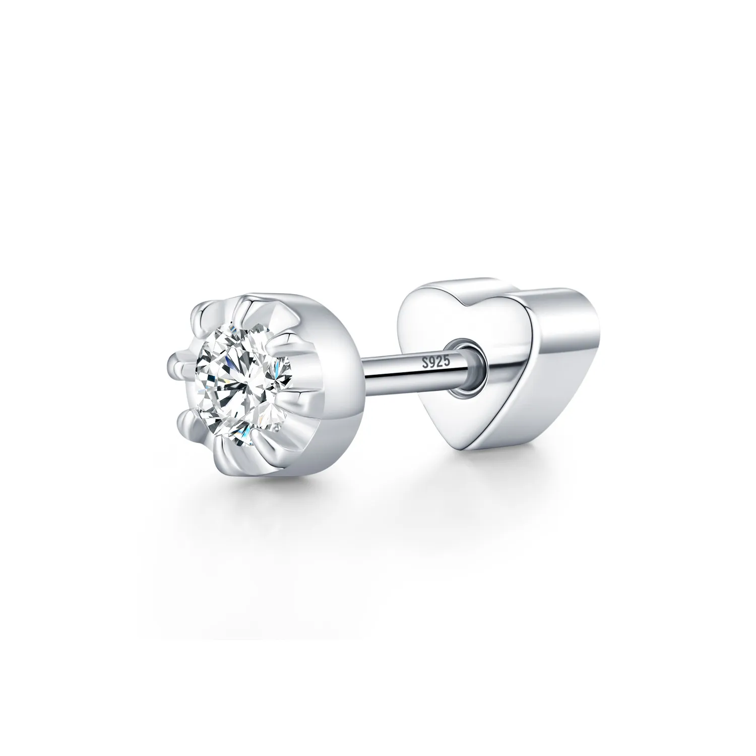 Wholesale 925 Sterling Silver Round Moissanite Cartilage Stud110100090