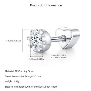 Wholesale 925 Sterling Silver Round Moissanite Cartilage Stud110100090