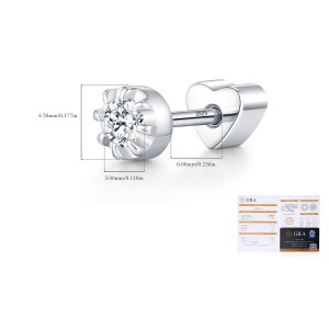 Wholesale 925 Sterling Silver Round Moissanite Cartilage Stud110100090