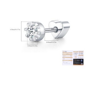 Wholesale 925 Sterling Silver Round Moissanite Cartilage Stud110100090