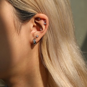 Wholesale 925 Sterling Silver Round Moissanite Cartilage Stud110100090