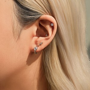 Wholesale 925 Sterling Silver Round Moissanite Cartilage Stud110100090