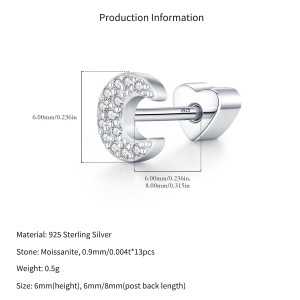 Wholesale 925 Sterling Silver Moissanite Crescent Moon Cartilage Stud 110100091