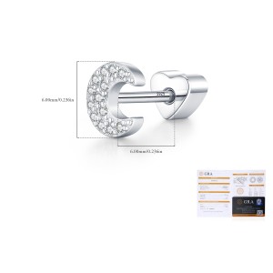 Wholesale 925 Sterling Silver Moissanite Crescent Moon Cartilage Stud 110100091