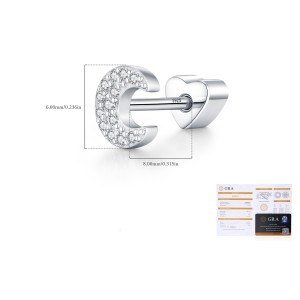 Wholesale 925 Sterling Silver Moissanite Crescent Moon Cartilage Stud 110100091