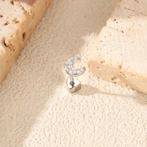 Wholesale 925 Sterling Silver Moissanite Crescent Moon Cartilage Stud 110100091