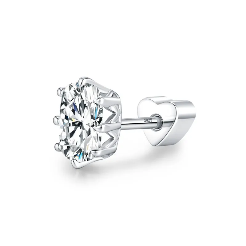 Wholesale 925 Sterling Silver Round Moissanite Crown Cartilage Stud 110100093