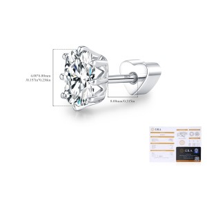 Wholesale 925 Sterling Silver Round Moissanite Crown Cartilage Stud 110100093 Wholesale 925 Sterling Silver Round Moissanite Crown Cartilage Stud 110100093