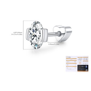 Wholesale 925 Sterling Silver Oval Moissanite Half Bezel Cartilage Stud110100094 Wholesale 925 Sterling Silver Oval Moissanite Half Bezel Cartilage Stud110100094