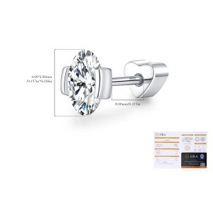 Wholesale 925 Sterling Silver Oval Moissanite Half Bezel Cartilage Stud110100094 Wholesale 925 Sterling Silver Oval Moissanite Half Bezel Cartilage Stud110100094