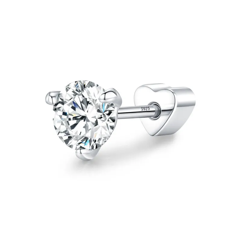 Wholesale 925 Sterling Silver Round Moissanite Cartilage Stud 110100095