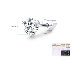 Wholesale 925 Sterling Silver Round Moissanite Cartilage Stud 110100095 Wholesale 925 Sterling Silver Round Moissanite Cartilage Stud 110100095
