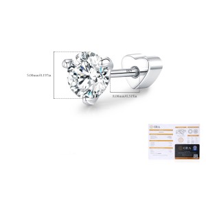 Wholesale 925 Sterling Silver Round Moissanite Cartilage Stud 110100095 Wholesale 925 Sterling Silver Round Moissanite Cartilage Stud 110100095