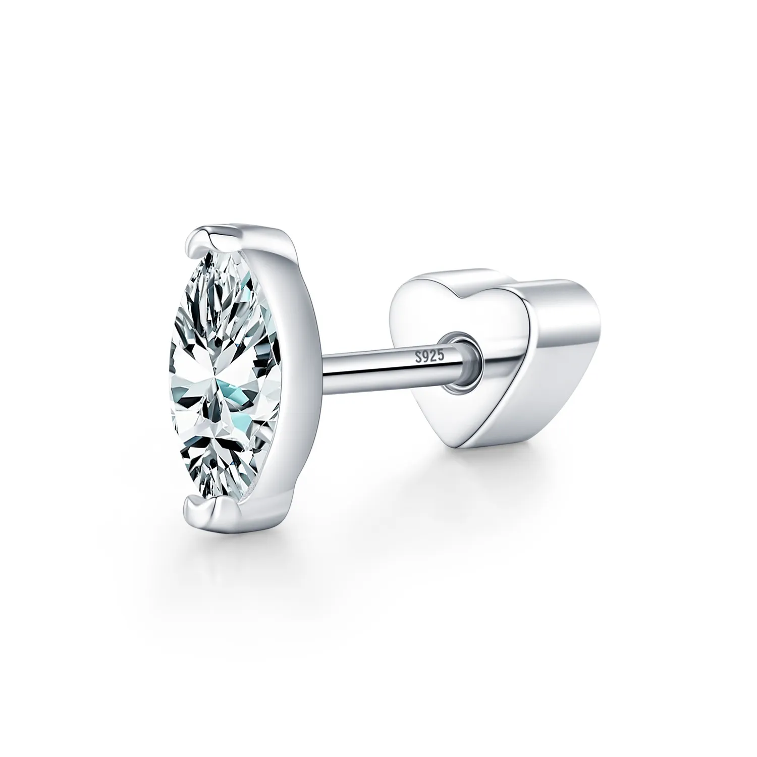 Wholesale 925 Sterling Silver Marquise Cut Moissanite Cartilage Stud 110100096