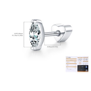 Wholesale 925 Sterling Silver Marquise Cut Moissanite Cartilage Stud 110100096