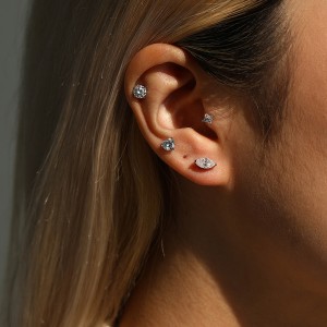 Wholesale 925 Sterling Silver Marquise Cut Moissanite Cartilage Stud 110100096