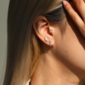 Wholesale 925 Sterling Silver Marquise Cut Moissanite Cartilage Stud 110100096
