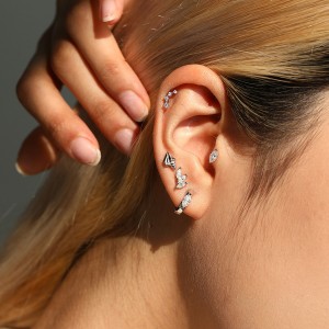 Wholesale 925 Sterling Silver Marquise Cut Moissanite Cartilage Stud 110100096