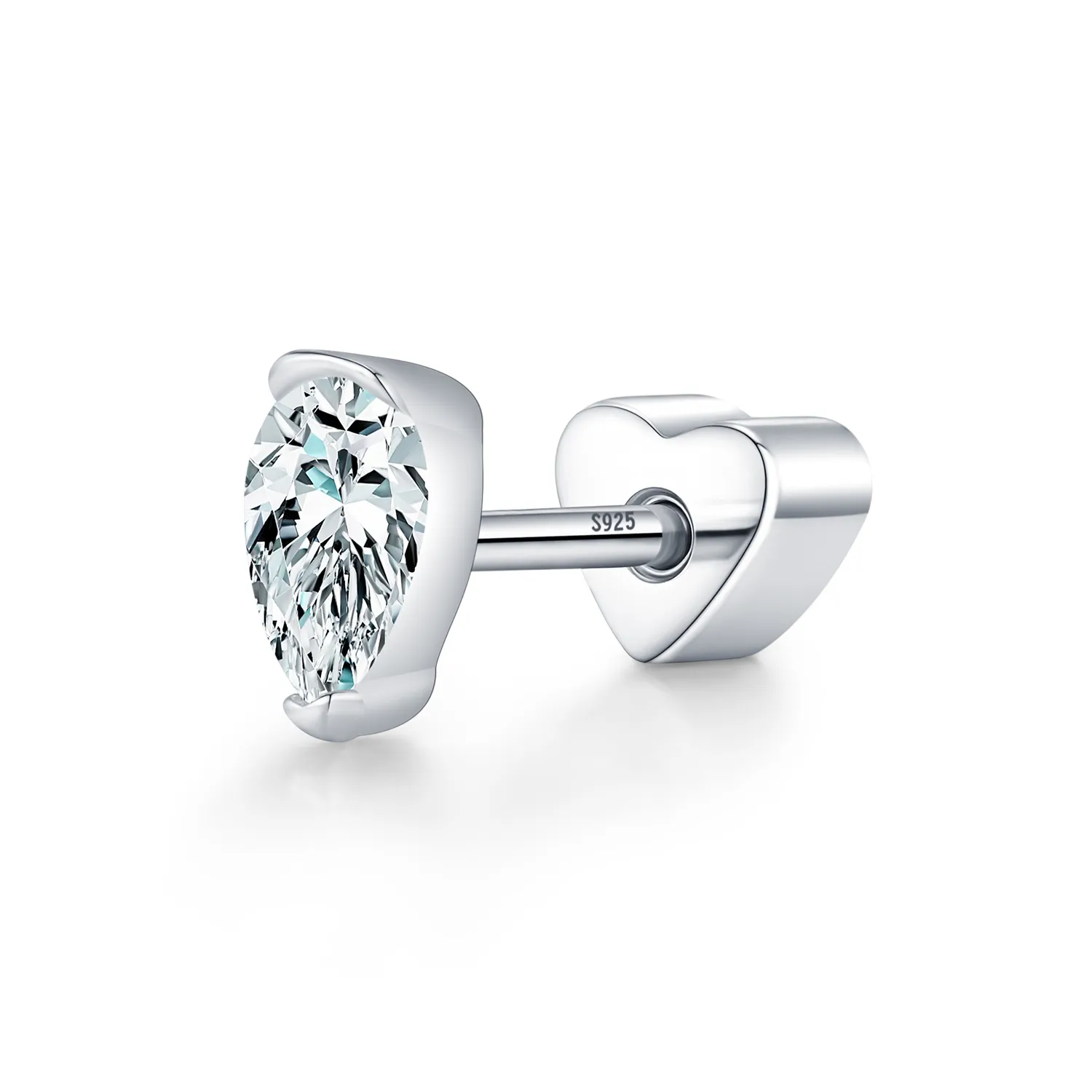 Wholesale 925 Sterling Silver Pear Cut Moissanite Cartilage Stud 110100097