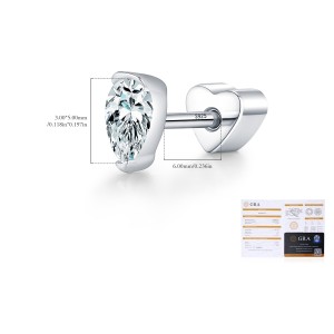 Wholesale 925 Sterling Silver Pear Cut Moissanite Cartilage Stud 110100097