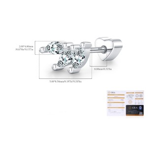 Wholesale 925 Sterling Silver Marquise Moissanite Cluster Cartilage Stud 110100098