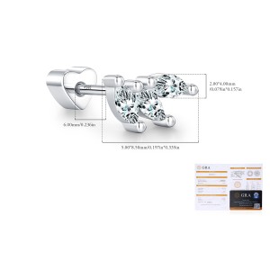 Wholesale 925 Sterling Silver Marquise Moissanite Cluster Cartilage Stud 110100098