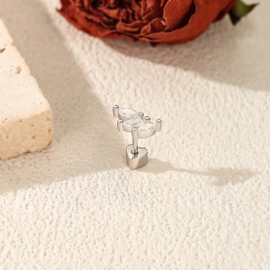 Wholesale 925 Sterling Silver Marquise Moissanite Cluster Cartilage Stud 110100098