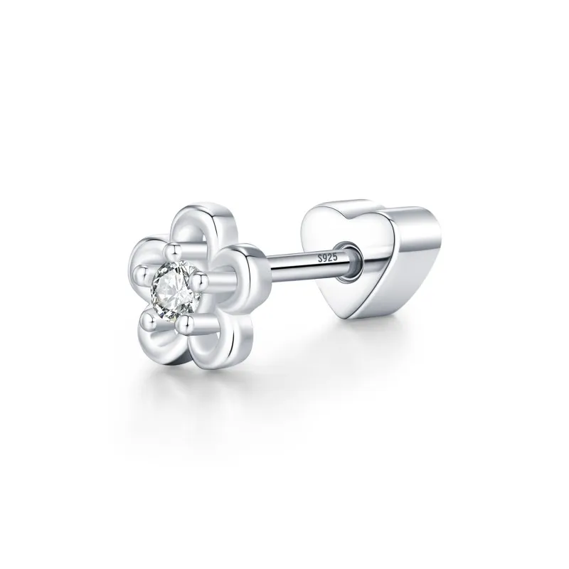 Wholesale 925 Sterling Silver Moissanite Flower Cartilage Stud 110100099