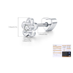 Wholesale 925 Sterling Silver Moissanite Flower Cartilage Stud 110100099