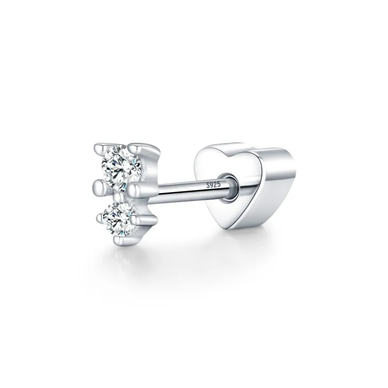Wholesale 925 Sterling Silver Two-Stone Moissanite Cartilage Stud 110100102