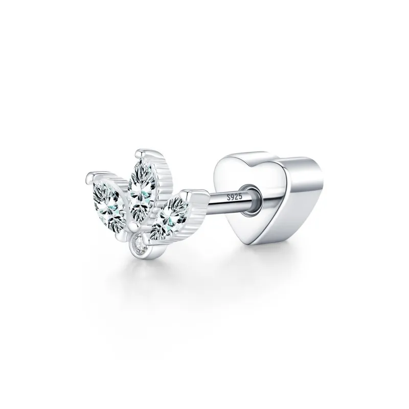 Wholesale 925 Sterling Silver Moissanite Crown Cartilage Stud 110100103