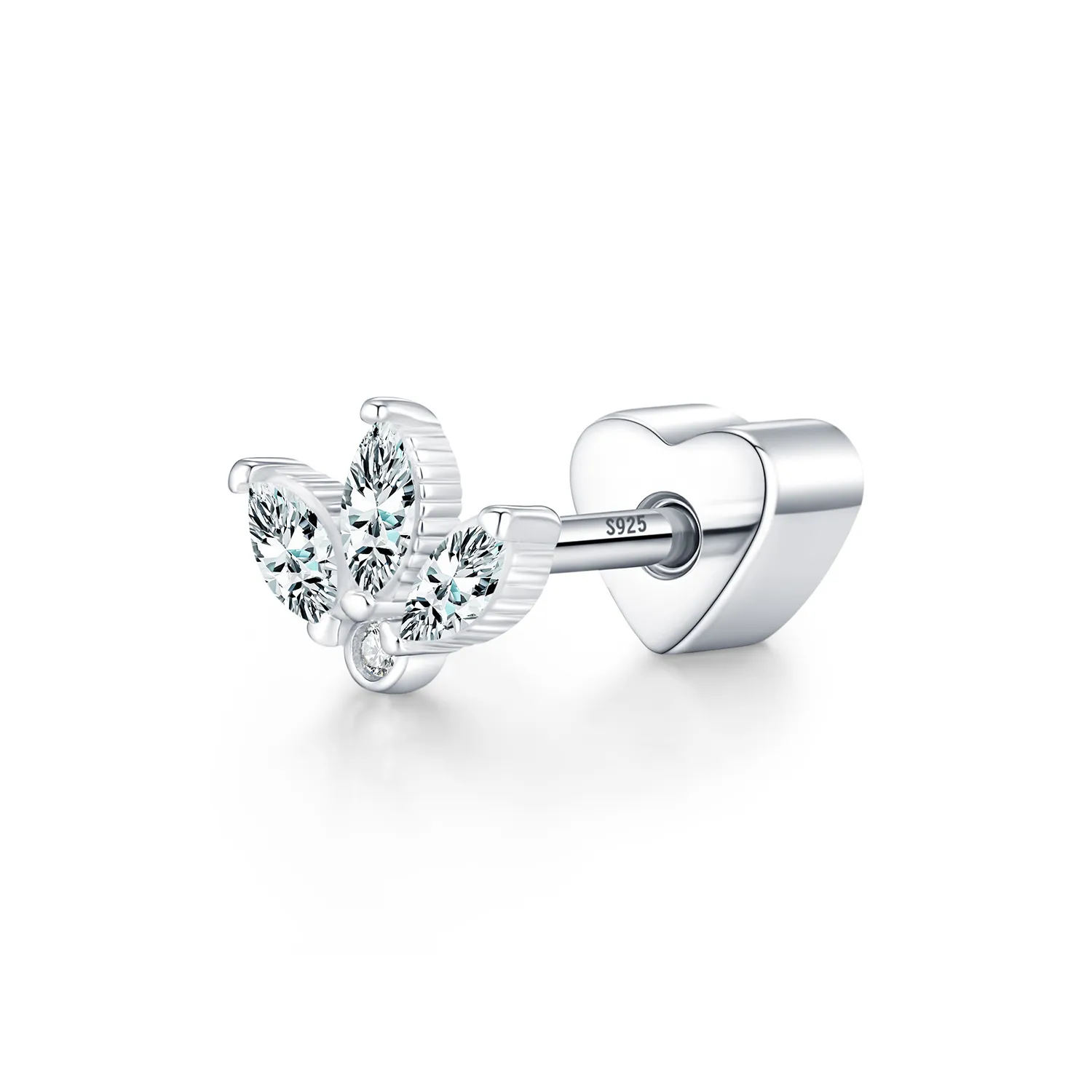 Wholesale 925 Sterling Silver Moissanite Crown Cartilage Stud 110100103