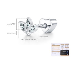 Wholesale 925 Sterling Silver Moissanite Crown Cartilage Stud 110100103