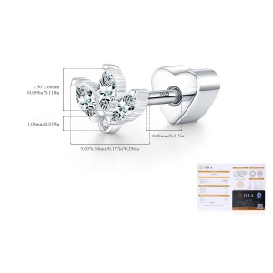 Wholesale 925 Sterling Silver Moissanite Crown Cartilage Stud 110100103