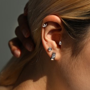 Wholesale 925 Sterling Silver Moissanite Crown Cartilage Stud 110100103