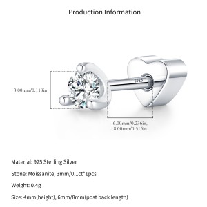 Wholesale 925 Sterling Silver Moissanite Minimalist Cartilage Stud 110100104 Wholesale 925 Sterling Silver Moissanite Minimalist Cartilage Stud 110100104