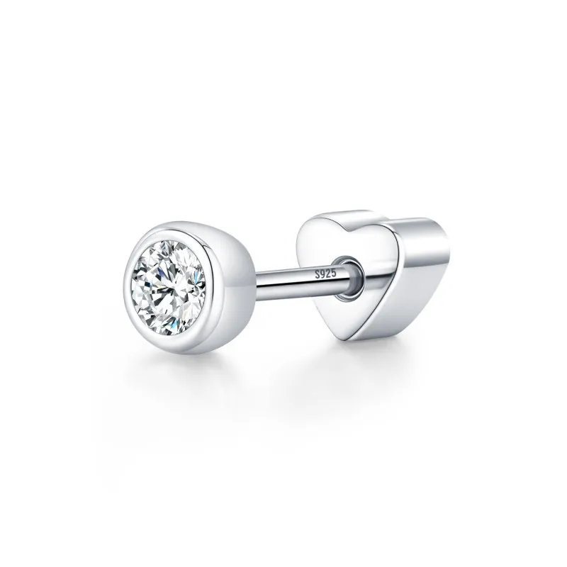 Wholesale 925 Sterling Silver Moissanite Bezel Bubble Cartilage Stud 110100105 Wholesale 925 Sterling Silver Moissanite Bezel Bubble Cartilage Stud 110100105