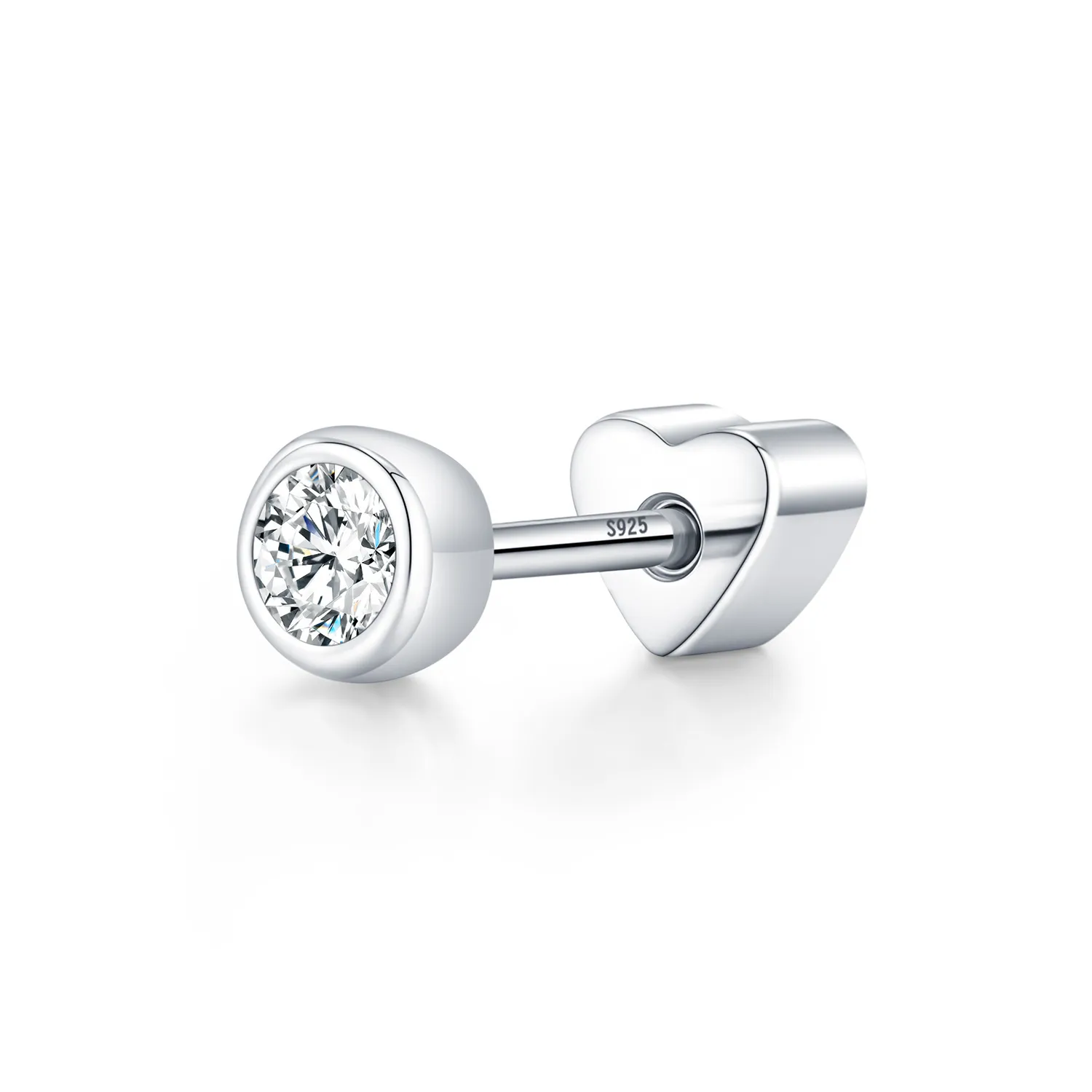 Wholesale 925 Sterling Silver Moissanite Bezel Bubble Cartilage Stud 110100105 Wholesale 925 Sterling Silver Moissanite Bezel Bubble Cartilage Stud 110100105