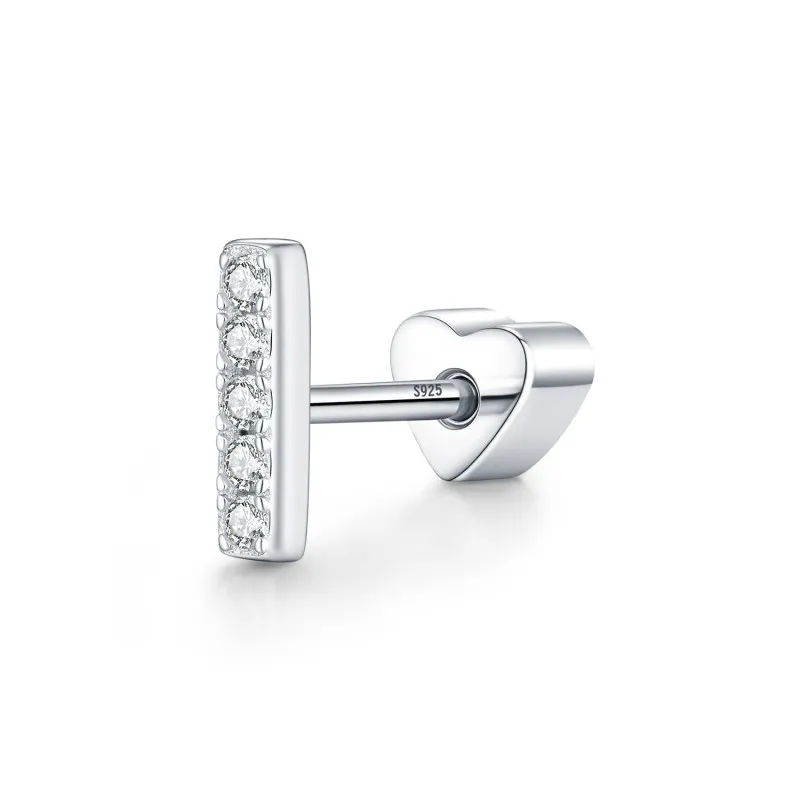 Wholesale 925 Sterling Silver Moissanite Pavé Bar Cartilage Stud 110100106