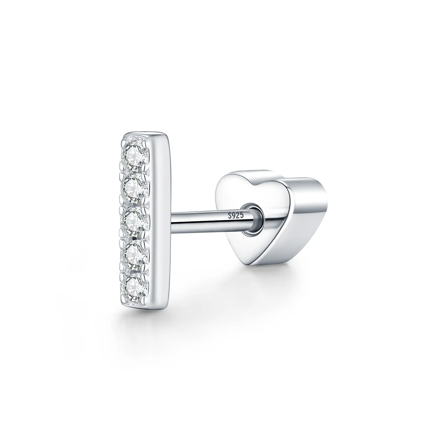 Wholesale 925 Sterling Silver Moissanite Pavé Bar Cartilage Stud 110100106