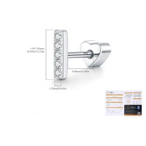 Wholesale 925 Sterling Silver Moissanite Pavé Bar Cartilage Stud 110100106