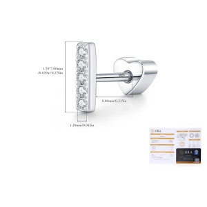 Wholesale 925 Sterling Silver Moissanite Pavé Bar Cartilage Stud 110100106