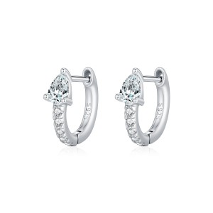 Wholesale 925 Sterling Silver Pear Cut Moissanite Huggie Hoop Earrings 110100109