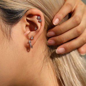 Wholesale 925 Sterling Silver Pear Cut Moissanite Huggie Hoop Earrings 110100109