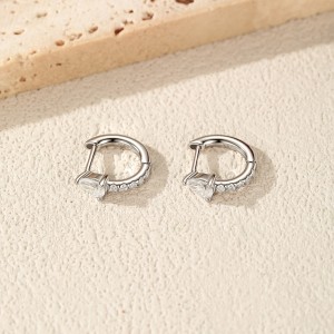 Wholesale 925 Sterling Silver Pear Cut Moissanite Huggie Hoop Earrings 110100109
