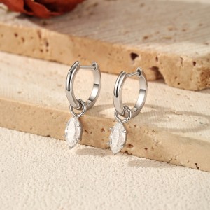Wholesale 925 Sterling Silver Marquise Moissanite Dangle Hoop Earrings 110100110 Wholesale 925 Sterling Silver Marquise Moissanite Dangle Hoop Earrings 110100110