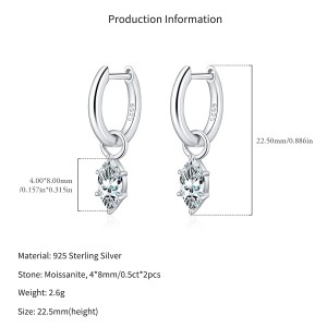 Wholesale 925 Sterling Silver Marquise Moissanite Dangle Hoop Earrings 110100110 Wholesale 925 Sterling Silver Marquise Moissanite Dangle Hoop Earrings 110100110
