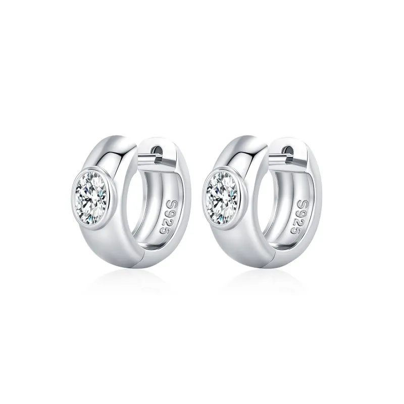 Wholesale 925 Sterling Silver Moissanite Bubble Huggie Hoop Earrings 110100111