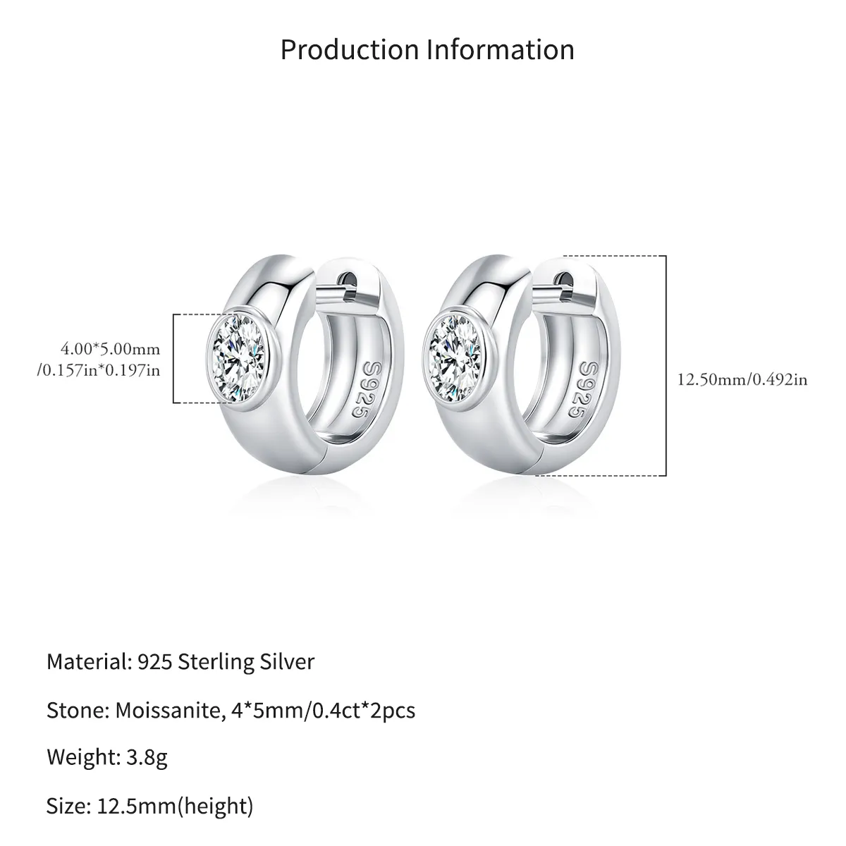 Wholesale 925 Sterling Silver Moissanite Bubble Huggie Hoop Earrings 110100111 - image2