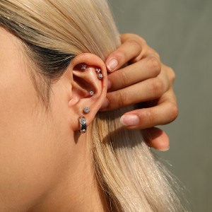 Wholesale 925 Sterling Silver Moissanite Bubble Huggie Hoop Earrings 110100111 Wholesale 925 Sterling Silver Moissanite Bubble Huggie Hoop Earrings 110100111